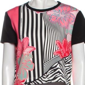 Versace Jeans Printed Crew Neck Crop Top